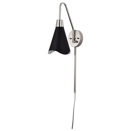 Nuvo Tango 1-Light Wall Sconce - Matte Black with Polished Nickel 60/7469